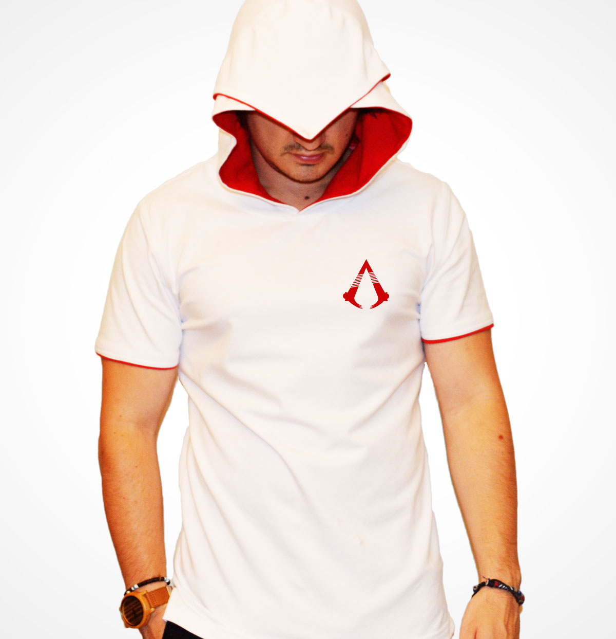 Assassins Creed Original Hoodie Short Sleeve T-Shirt White 
