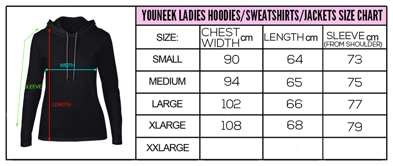 Women Sweatshirt Size Chart