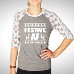 Festive 3/4 Sleeve Raglan Reindeer Christmas T-Shirt